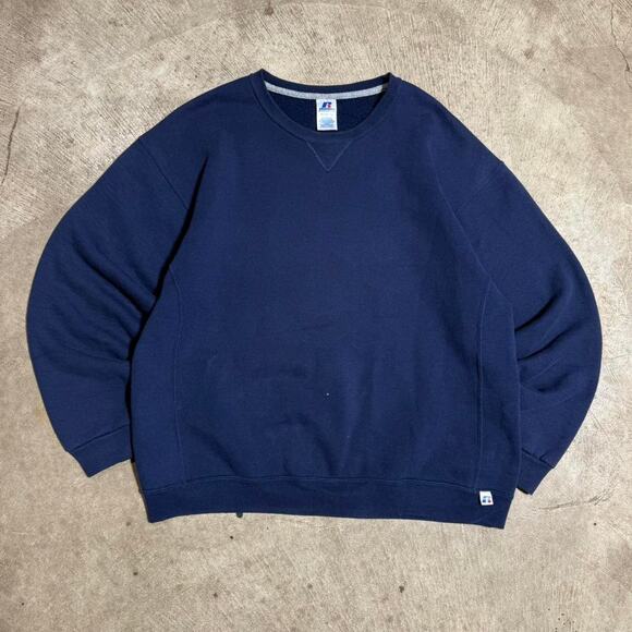 Vintage VTG Y2K Navy Russell Athletic Boxy Crewneck Sweatshirt - Picture 1 of 8